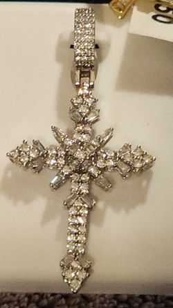 Silver Moissanite Cross Pendant