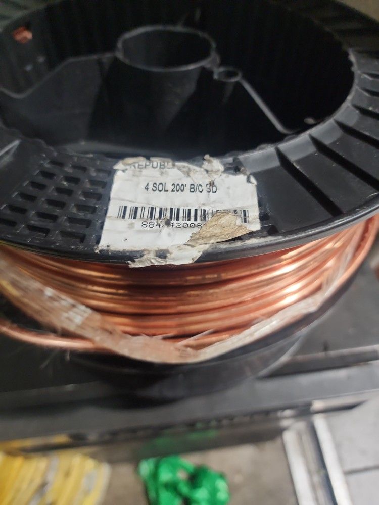 Bare Copper Wire #4, 200ft Reel