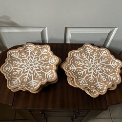 Set Of 6 Ceramic Gingerbread Plates 