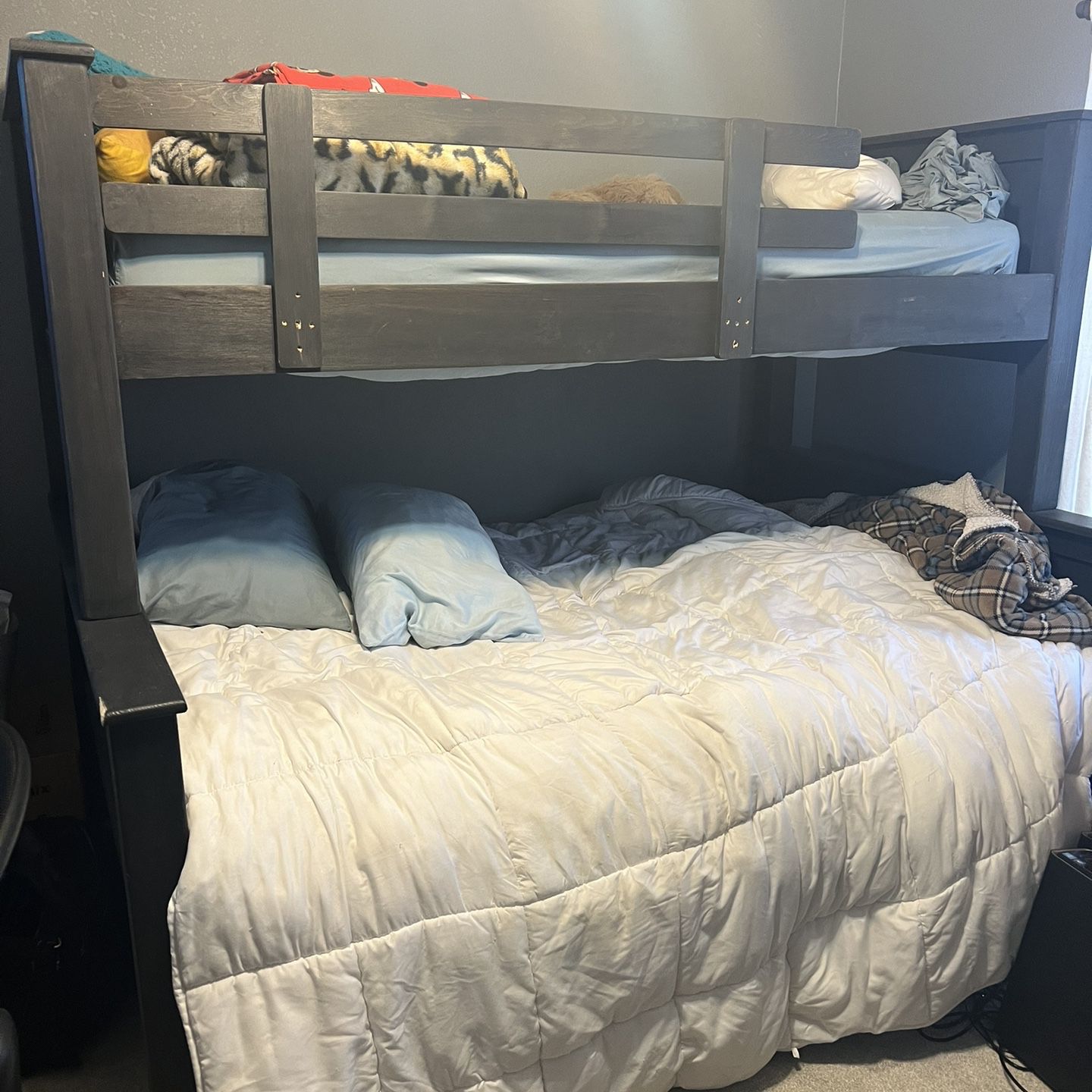 Grey Bunk Bed With Mattresses Gray
