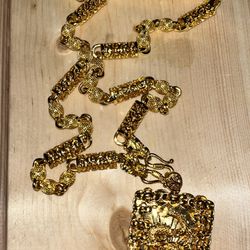 Gold Dragon Pendant And Lace 