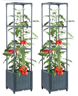2 Pack Tomato Planter Box with Trellis Raised Garden Bed Planter Box