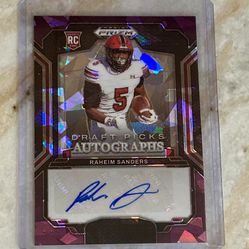 Panini Prizm Cleveland Browns Raheim Sanders Purple Cracked Ice Auto 20/199 RC