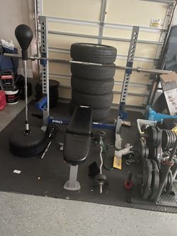 Olympic Metal/rubber Plates Plus Bench/weight Tre/resistance Band