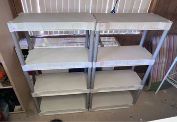 Plastic 4-Tier Storage Shelving Units – Set of 2
