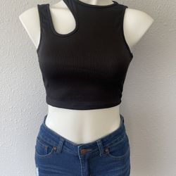 Black Cut Out Crop Top $12 Size Small Medium and Large 