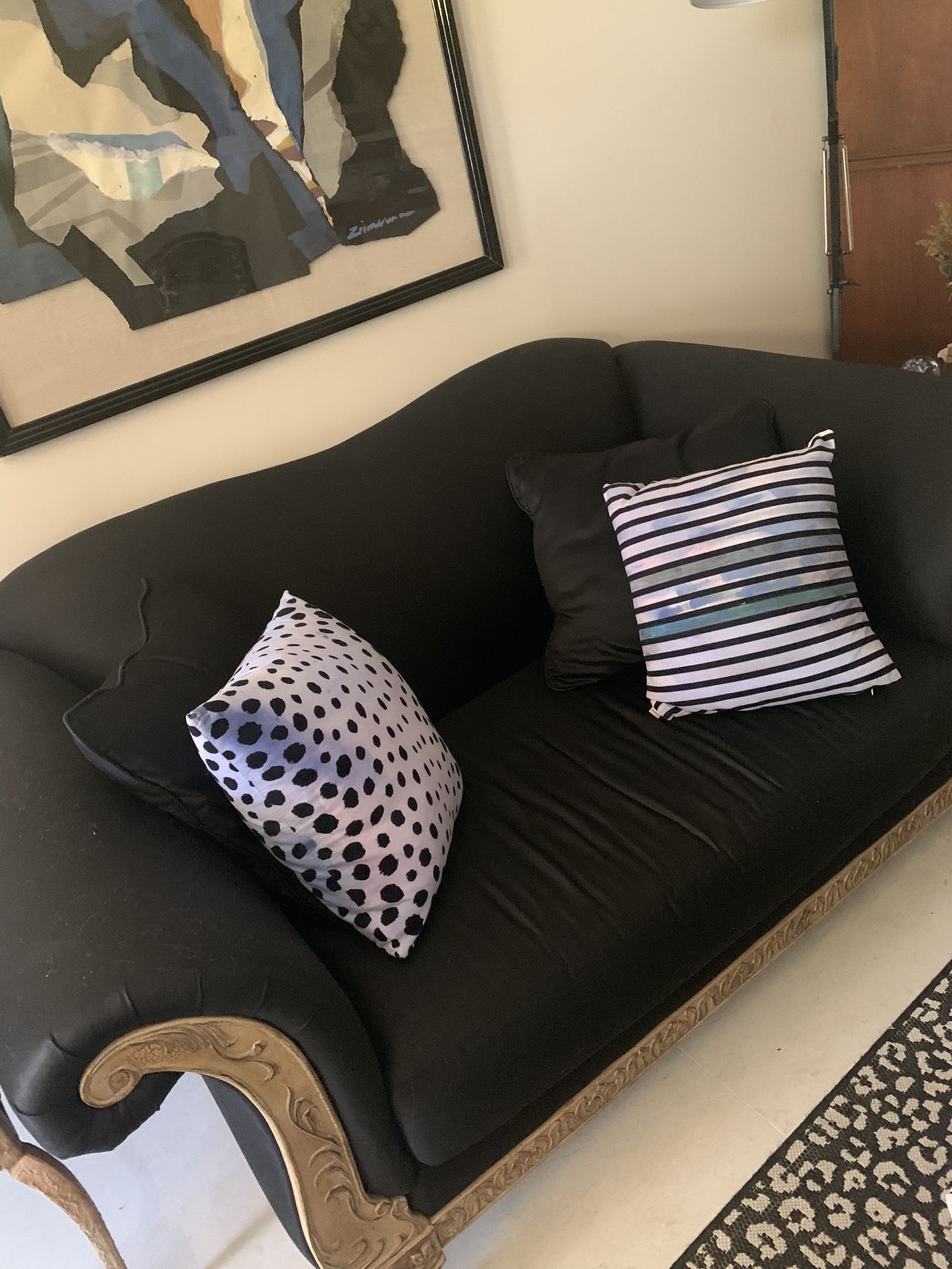 Elegant Black Reupholstered Love Seats