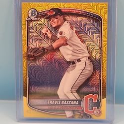 2025 Bowman Travis Bazzana Chrome Prospects Yellow Wave Refractor /75