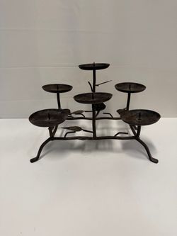 Rustic Dark Iron Six-Candle Candelabra
