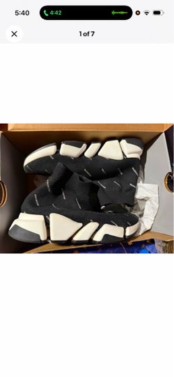 Balenciaga Speed Trainer Logo Knit Sock Slip-On Sneakers Black/White