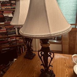 Vintage cast iron table lamps set of 2