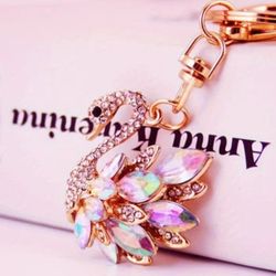 Iridescent Swan Bag Charm/Keychain 