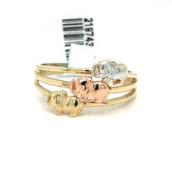 14Kt Tri Color Gold Elephants Ring 4.20g Size 9.5 21974353