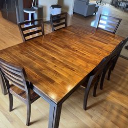 Solid Wood Dining Room Table And Chair Set Extends