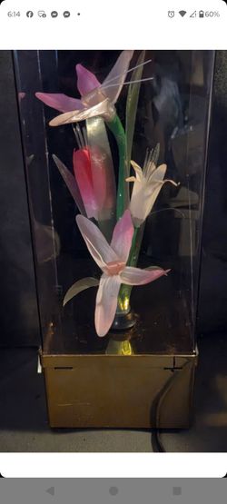 VINTAGE Fiber Optic Flowers Light Up Lamp Music Box