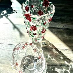 Set Of Glass Vase And Basket