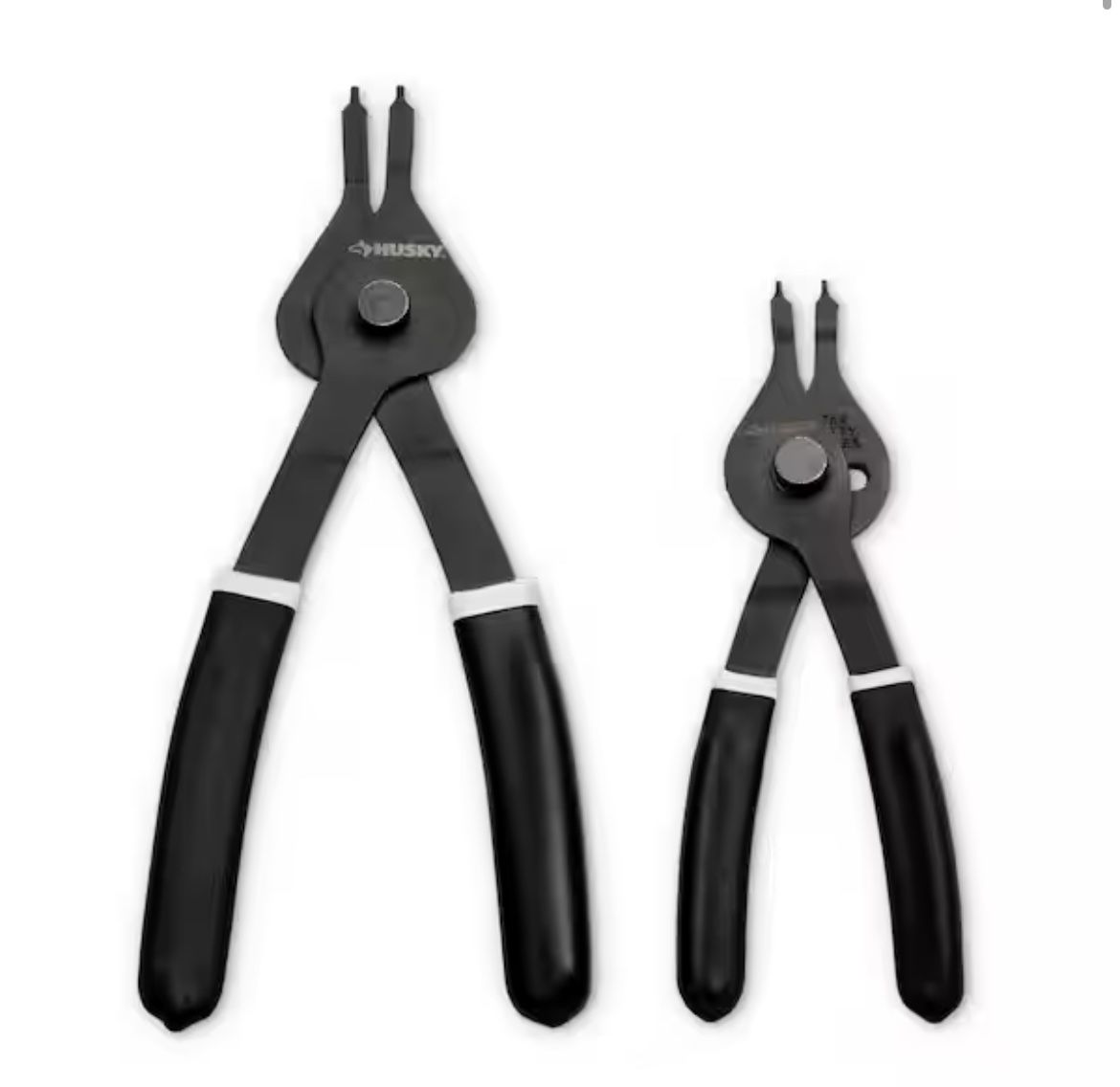 Husky 6 in. and 8 in. Snap Ring Pliers with Cushion Grip (2-Pack) @Tools-707