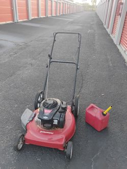 Push Mower and Gas Can