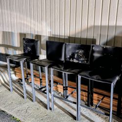 4 Leather Bar Stools