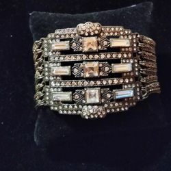 Mark Collection Gold Rhinestone Fancy Toggle Bracelet