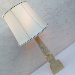 Beautiful Tall (34") Vintage Table Lamp with Beige Ceramic Base & Body (21")