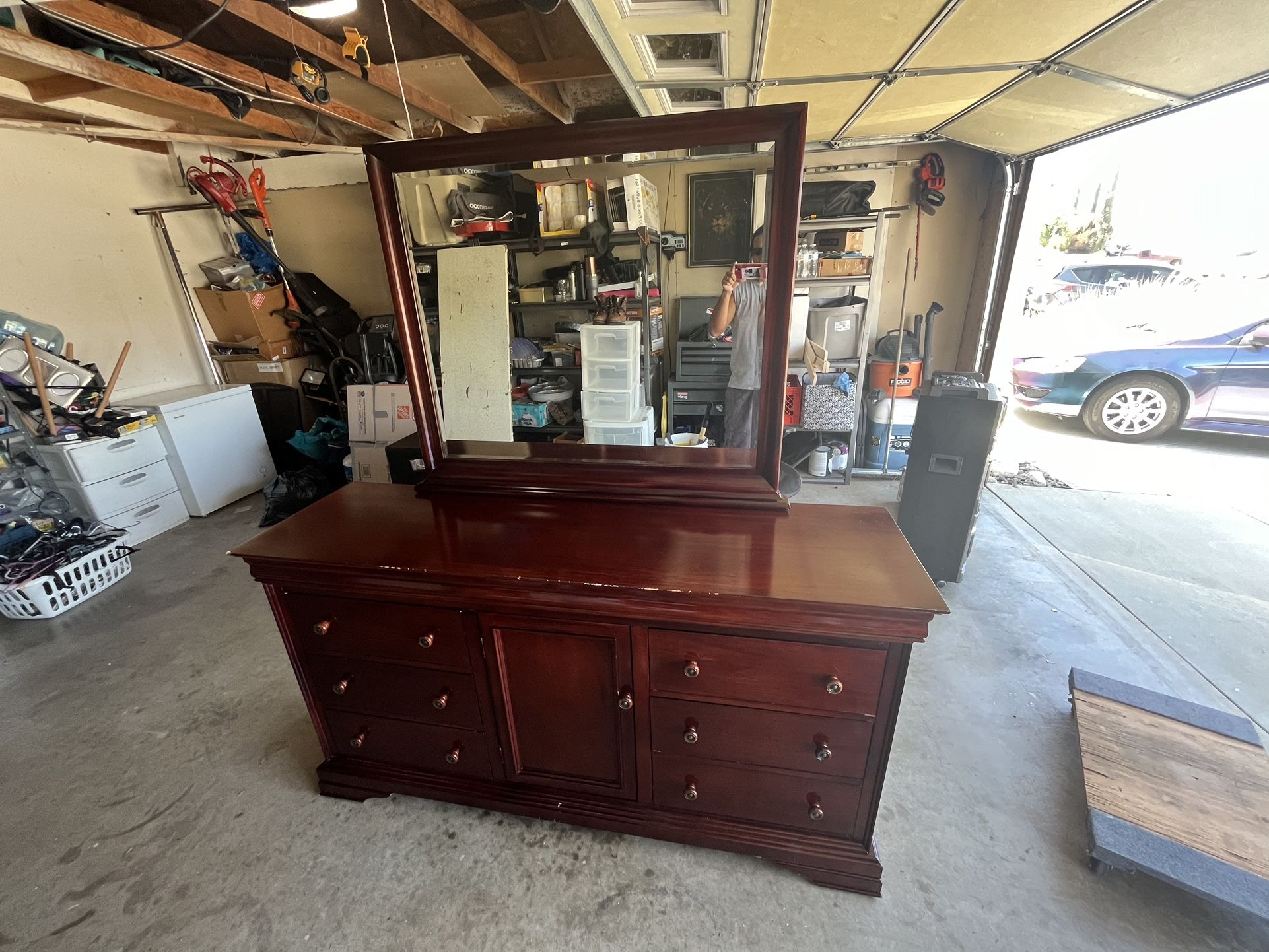 All Wood Dresser With Attachable Mirror OBO