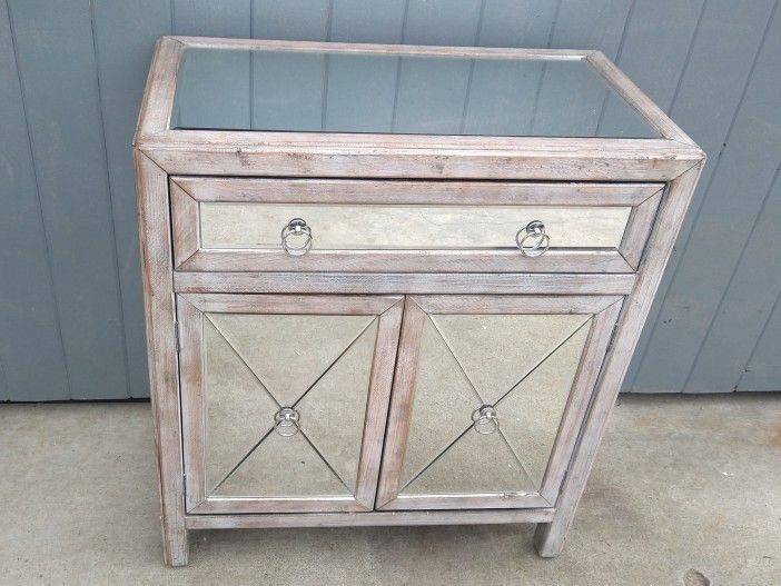 Mirror Top Console With Drawer And Cabinet