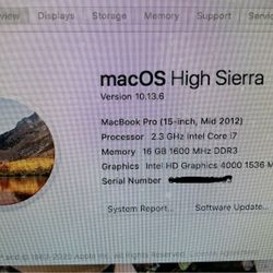MacBook Pro 15 Inch 2012 