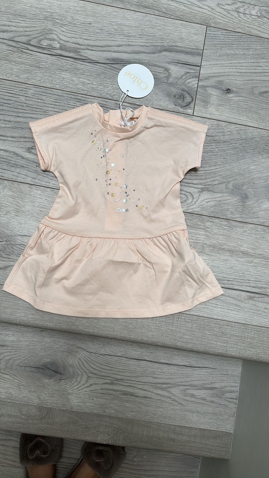 Chloé Baby Peach color Girl's & Little Girl's Star Cotton Dress