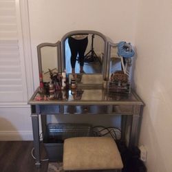 Antique vanity and chair