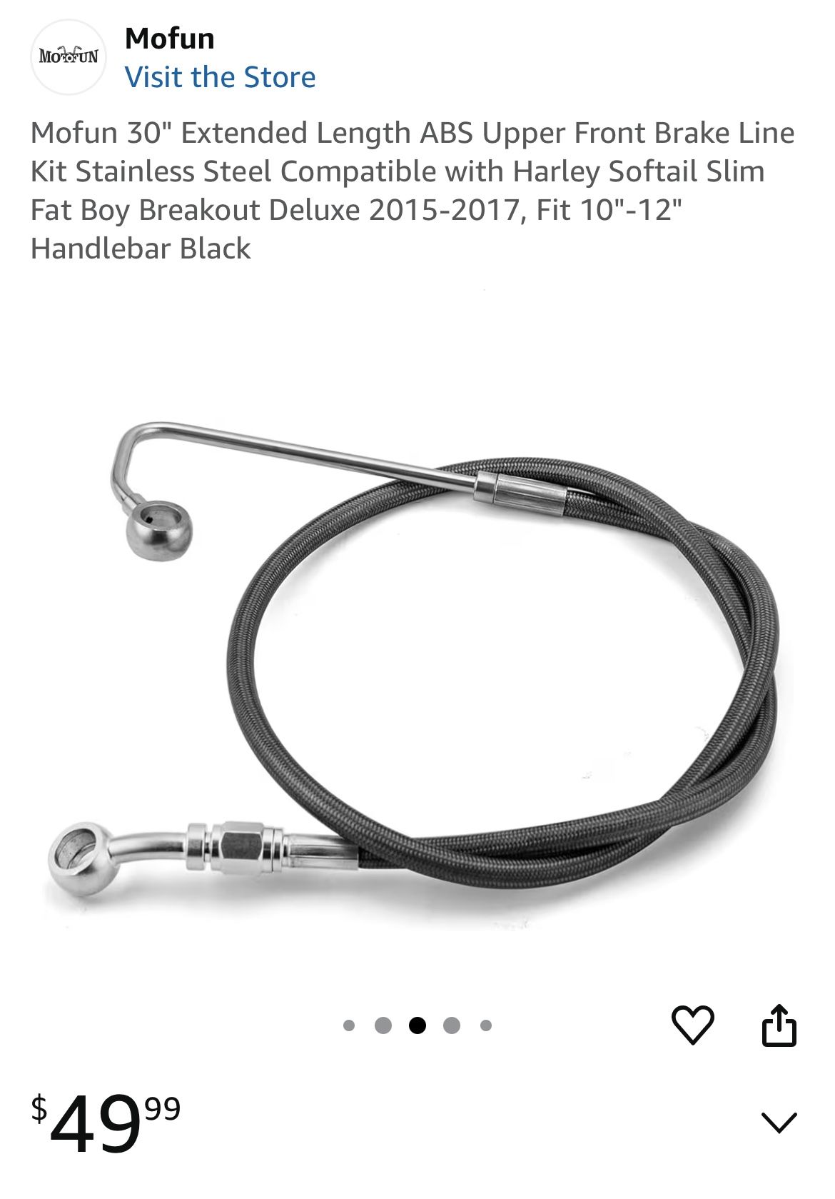 Mofun 30" Extended Length ABS Upper Front Brake Line Kit