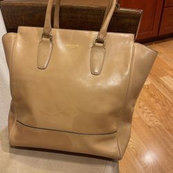 Camel Colored Soft Leather Coach Tote
