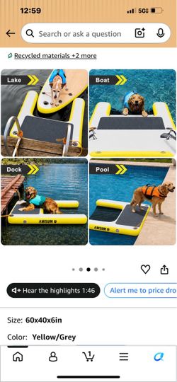 AWSUM Inflatable Dog Dock Float 60x40x6in