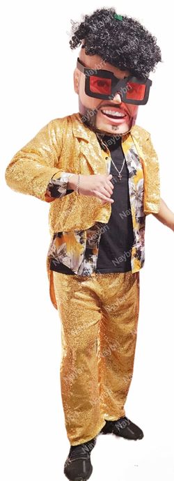 Gold Suit and Red Glasses Mascot Costume for Sale