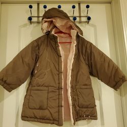 3 Pommes Brown Pink Reversible Hooded Jacket 3 Toddler Girls