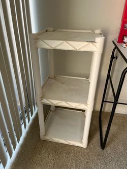 Used 3-Tier White Plastic Storage Shelving Unit
