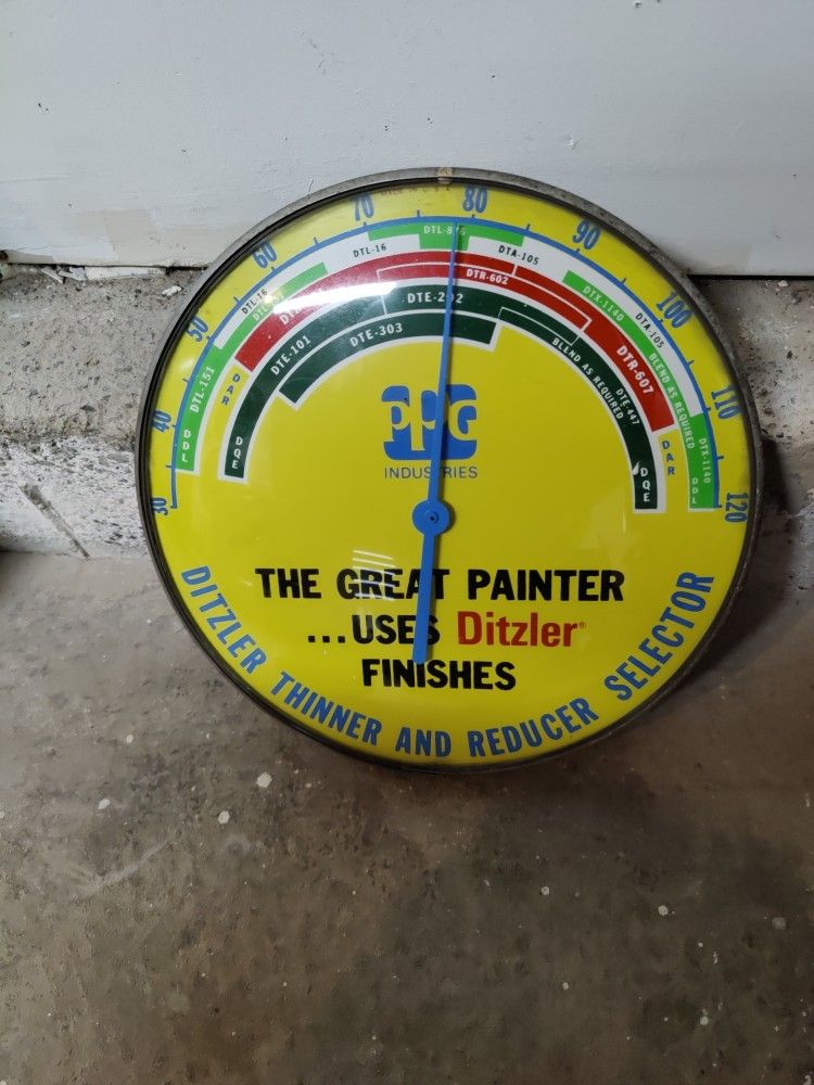 PPG Ditzler Metal And Plastic Face Paint Thermometer Sign
