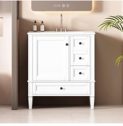 Assembled new 30 Inches Bathroom Vanity and Ceramic Sink Combo, Freestanding Bathroom Storage Cabine