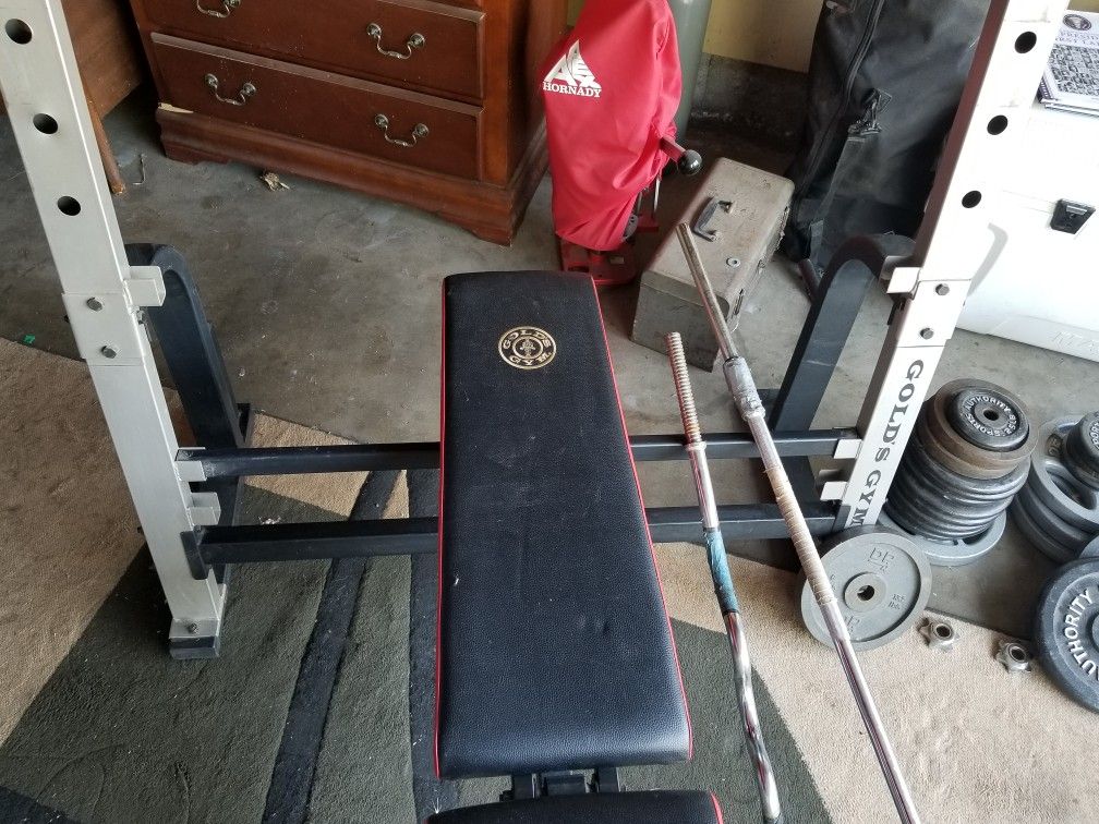 Weight bench,weights and bars