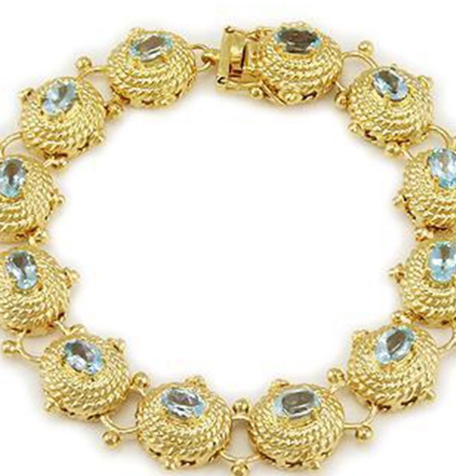 Gold Designer Bracelet With Blue Topaz