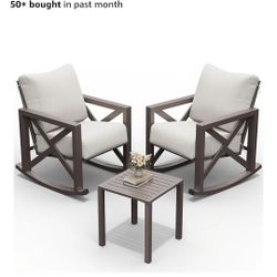 Outdoor Rocking Chair Set With Coffee Table 