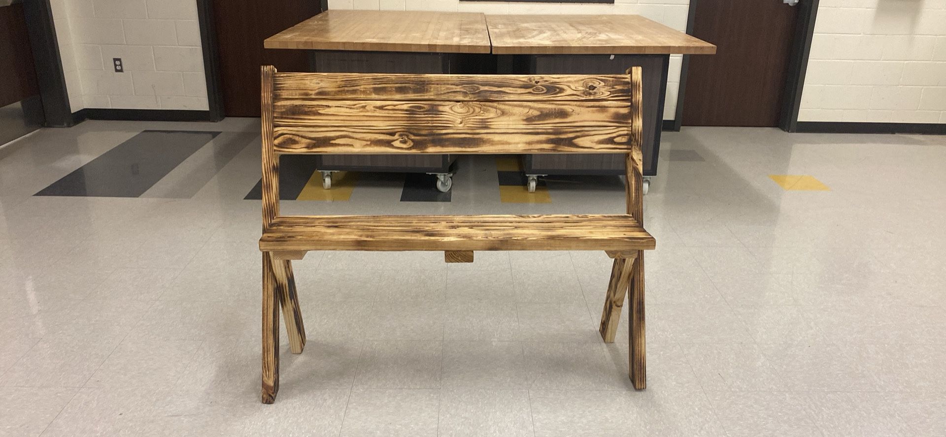 Handmade Torched Wood Bench