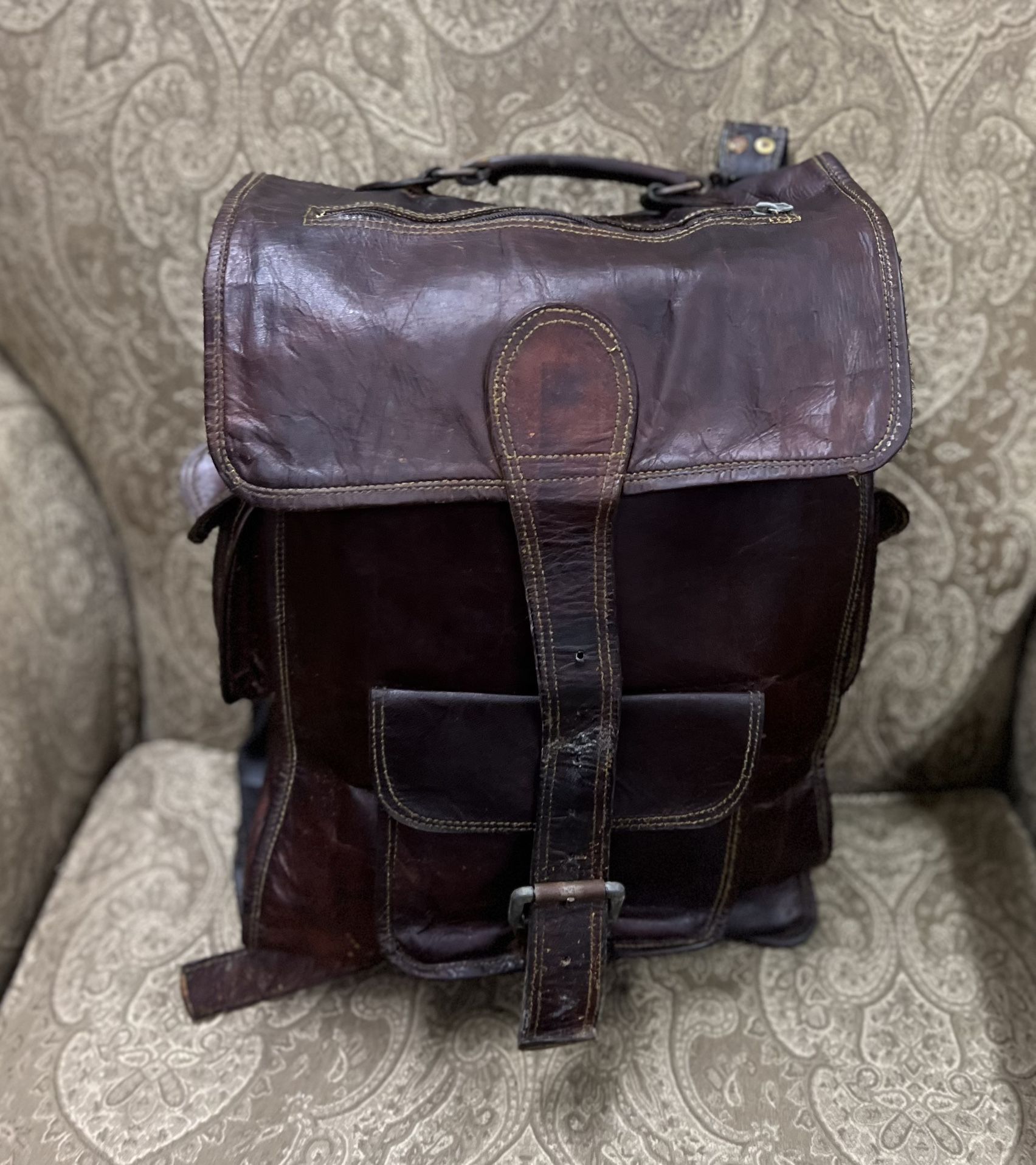 Leather, Rucksack, Backpack, Or Briefcase