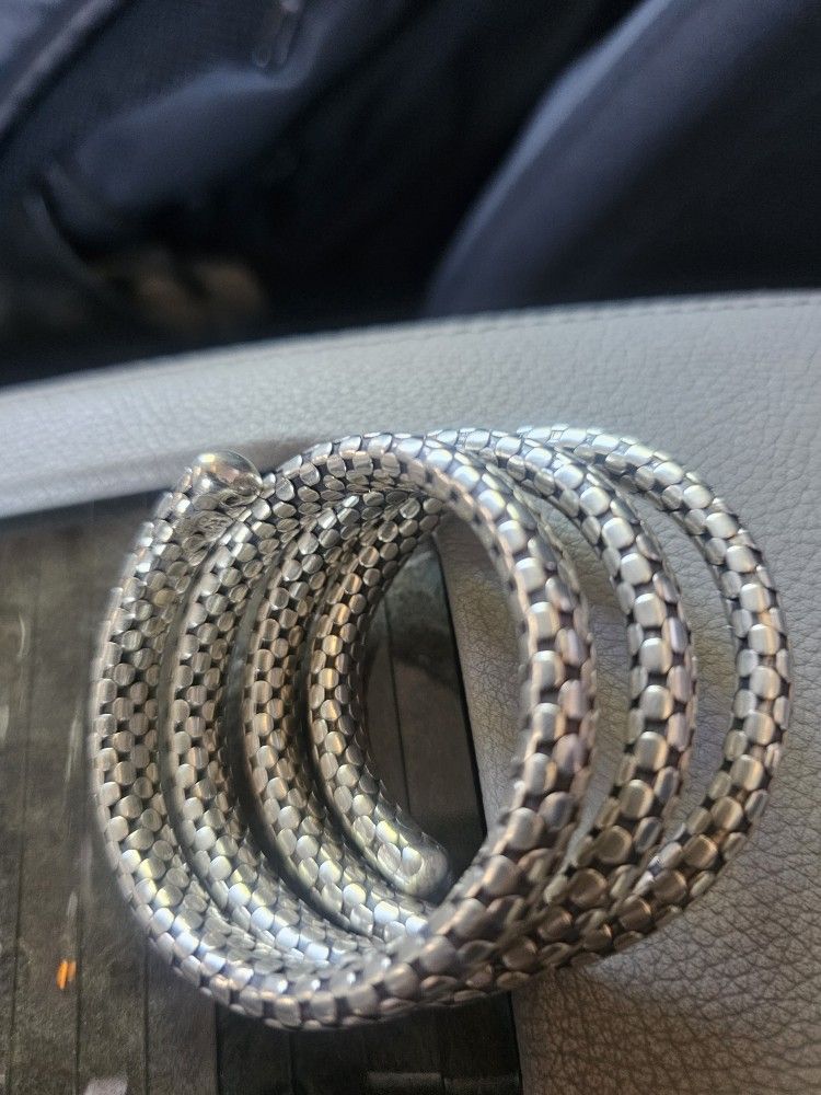Jhon Hardy Sterling Silver Dot Triple Coil Bracelet