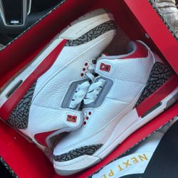 Air Jordan 3 White Red Cement Sneakers