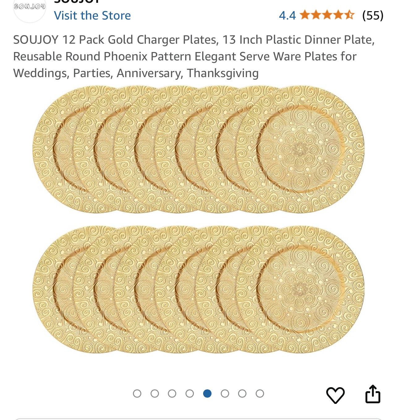 Soujoy 12 Pack Cold Charger Plates 13 Inch