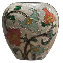 Vintage Brass Enamel Vase