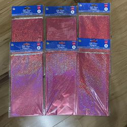 Lot Of 6 Shiny Pink Hologram Gift Tissue 20”x20” 6 Sheets Per Pack New