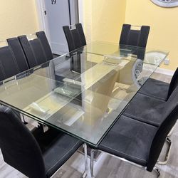 Extendable Glass Top Dining Table 