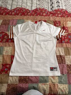 Nike women’s small football jersey . Burnt orange and white  $15